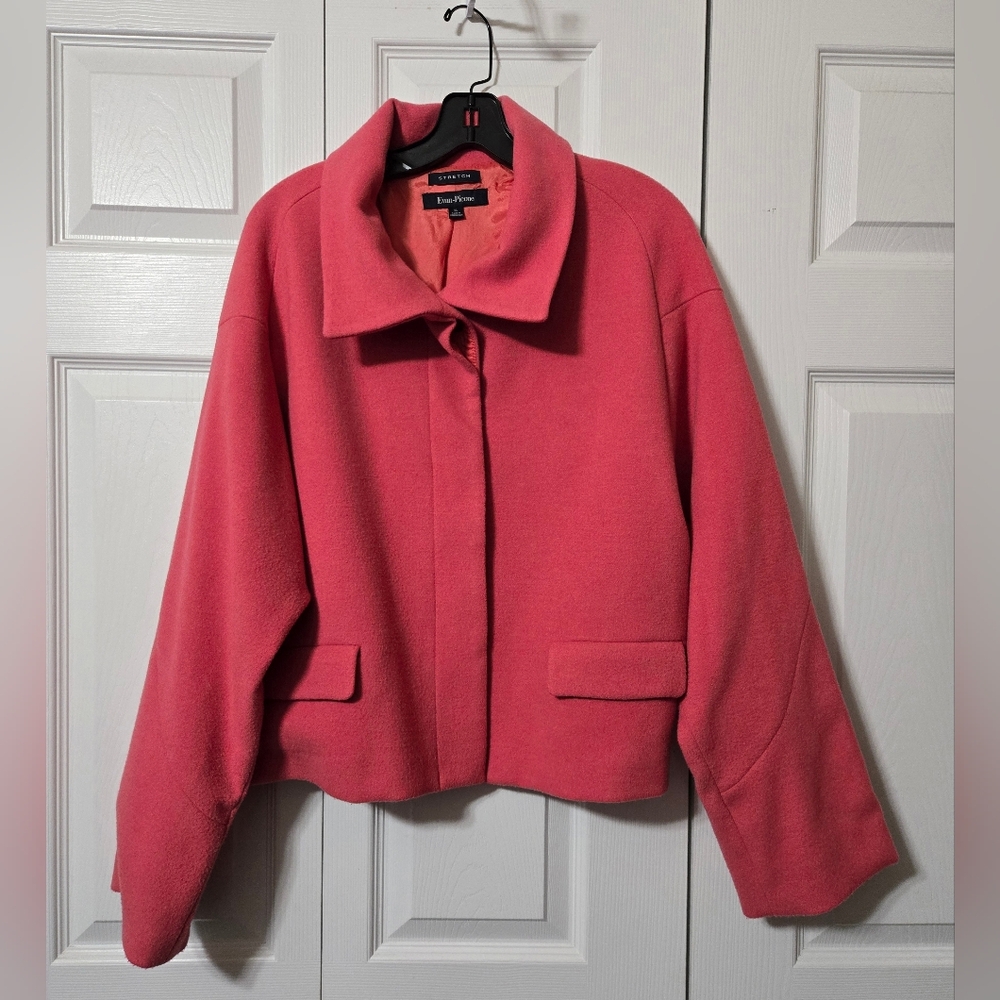 Pink Pea Coat Jacket with Pockets, Size XL, Fully Lined, Excellent Condition